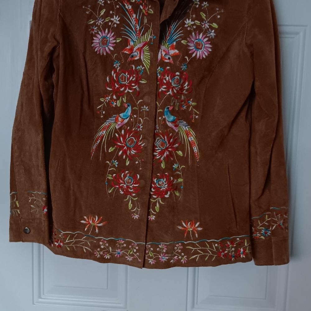 Avanti embroidered suede jacket